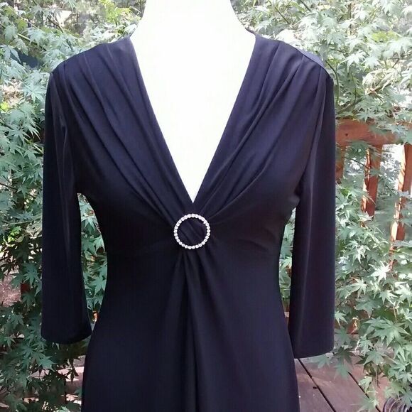 Evan-Picone Little Black Dress Rhinestone Buckle - Picture 2 of 7